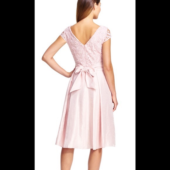 Adrianna Papell cap sleeve blush pink dress sz 12. - Picture 2 of 5